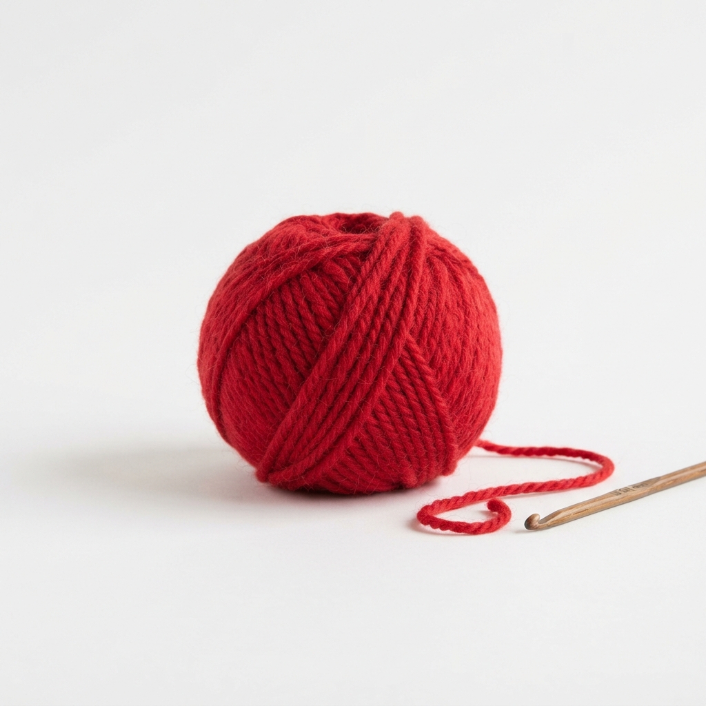 Reference image 1: a red ball of yarn